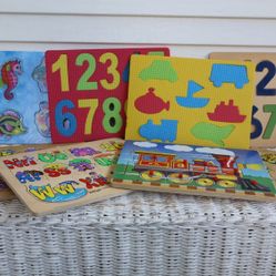 Wooden and Foam Kids / Children's Puzzle Collection - ABC's, 123's, Animals, Sea and Trains