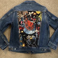 DIA DE LOS MUERTOS JEAN JACKET CUSTOM MADE SIZE M