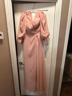 Blush Pink Long Sleeve Formal Gown