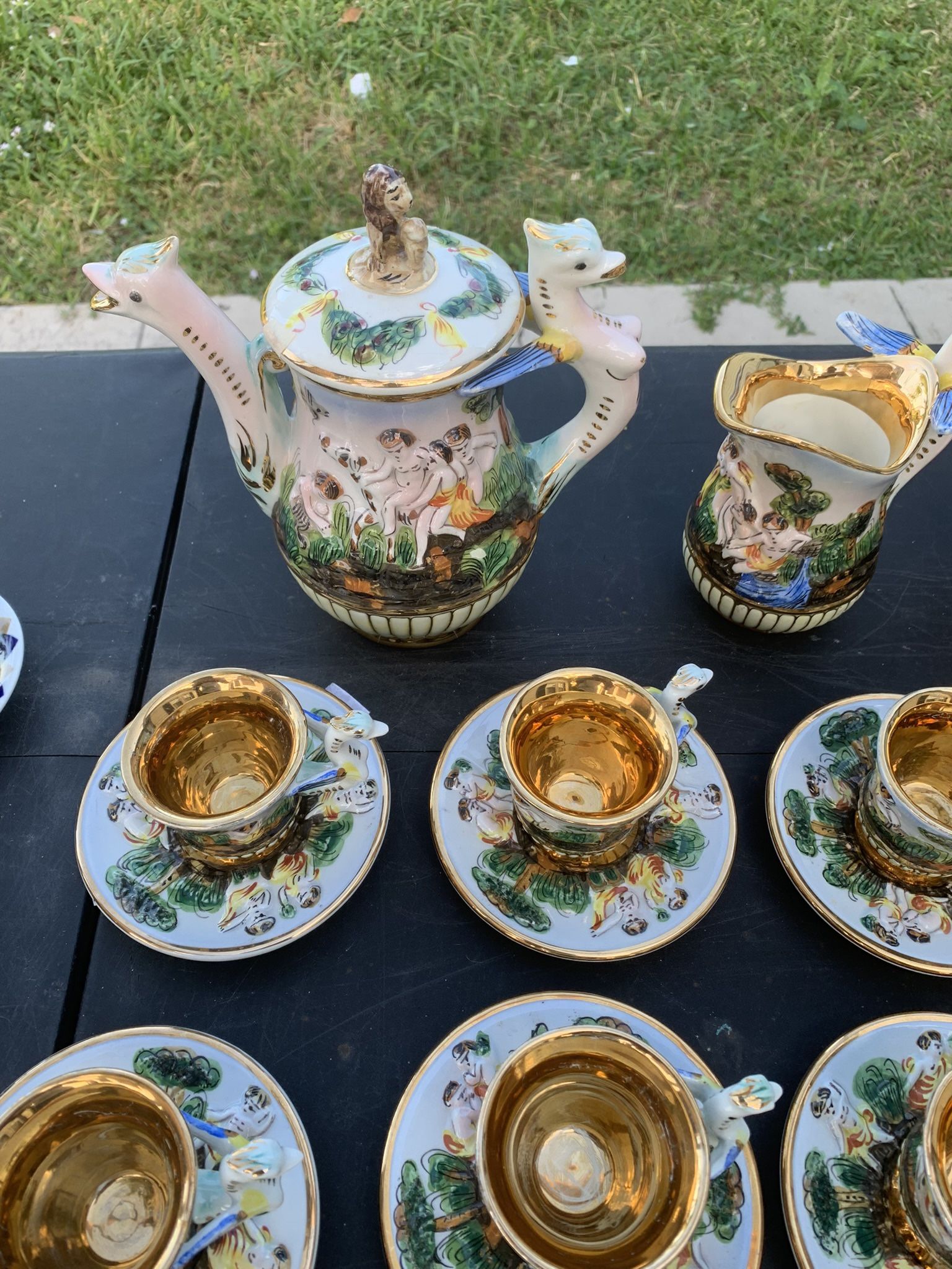 Capodimonte Dragon Cupid Tea Set