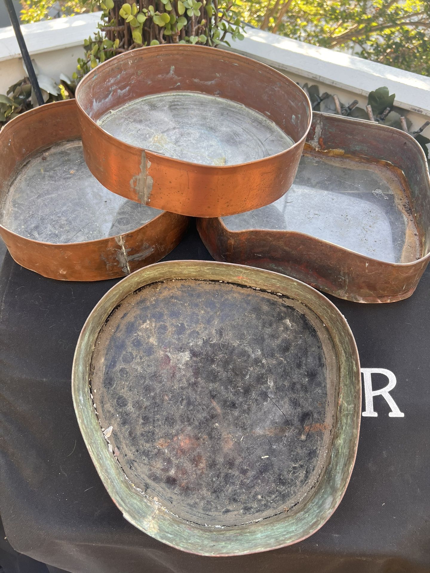 Set of  Copper Edged Succulent Bowls/ Planters 