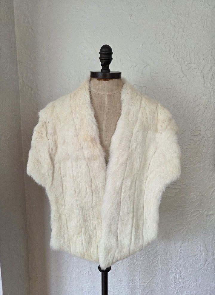 White Rabbit Fur Stole Wrap Shrug NO OFFERS