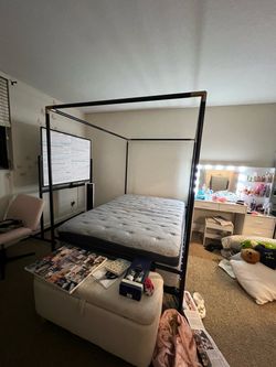 Full Size Bed frame & pillow top Serta mattress