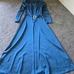 Modelyn Women's Solid Color Puff Sleeve Arabian Modest Long Sleeve Dress