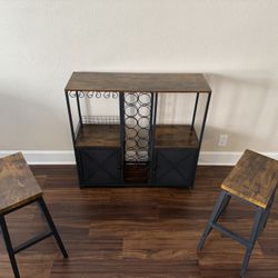 Bar With Stools And A Wine Rack