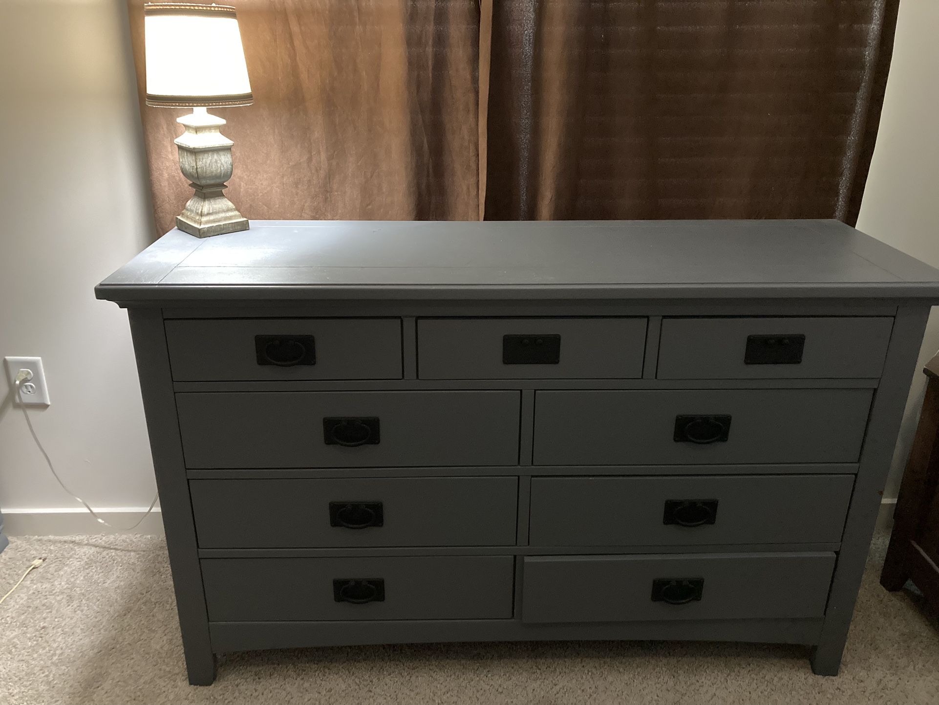 Gray Buffet Style Dresser With Nightstands