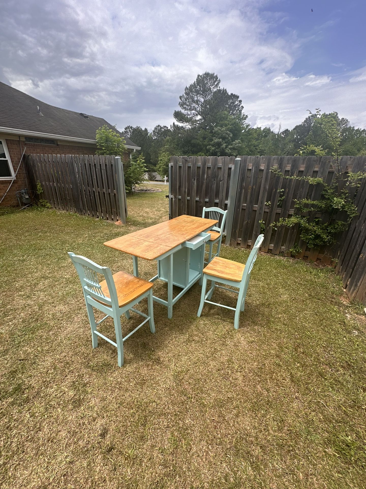Kitchen Island Table with 3 chairs and storage farmhouse