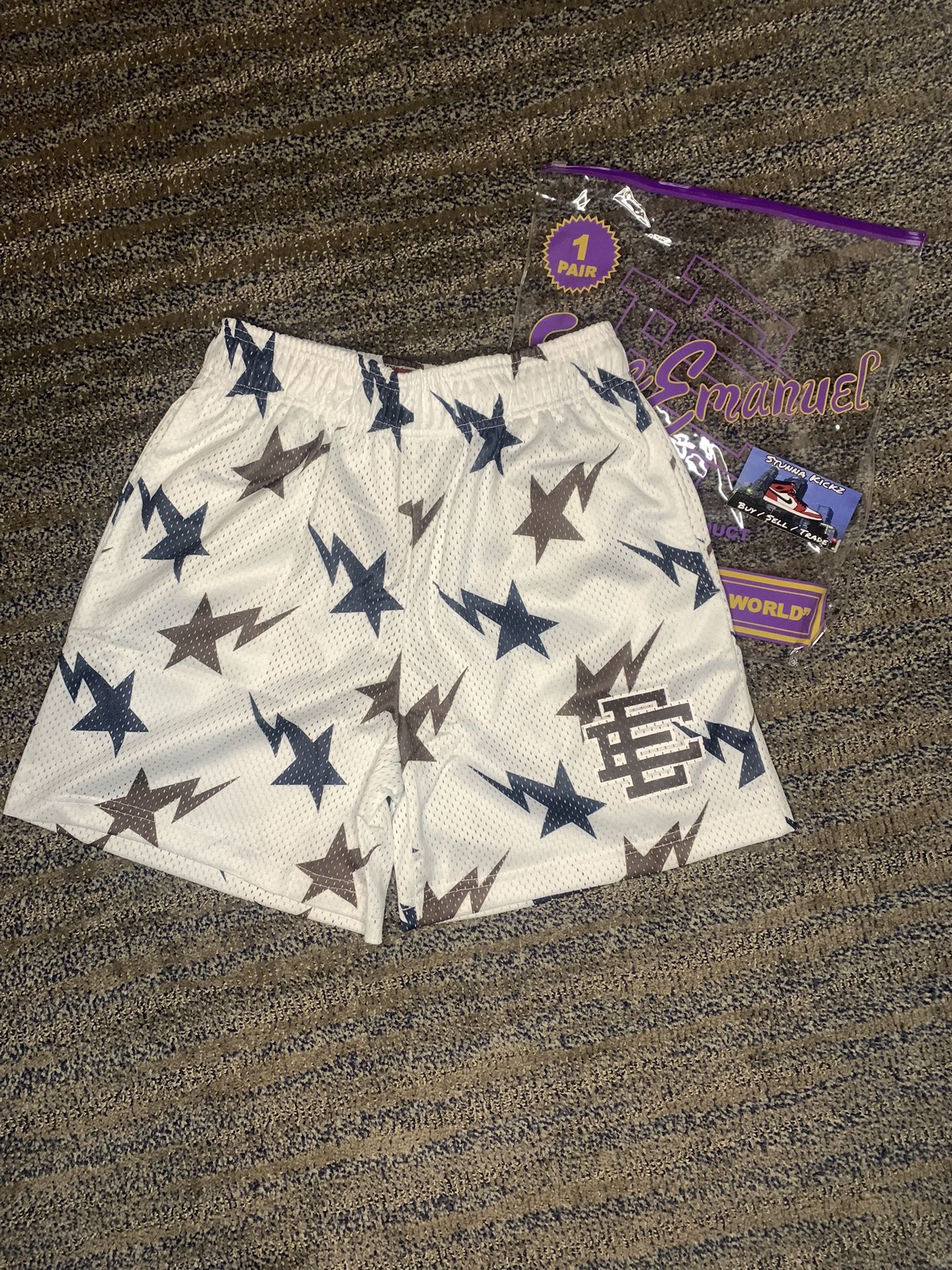 Eric Emanuel x BAPE EE Shorts Cream/Brown Navy