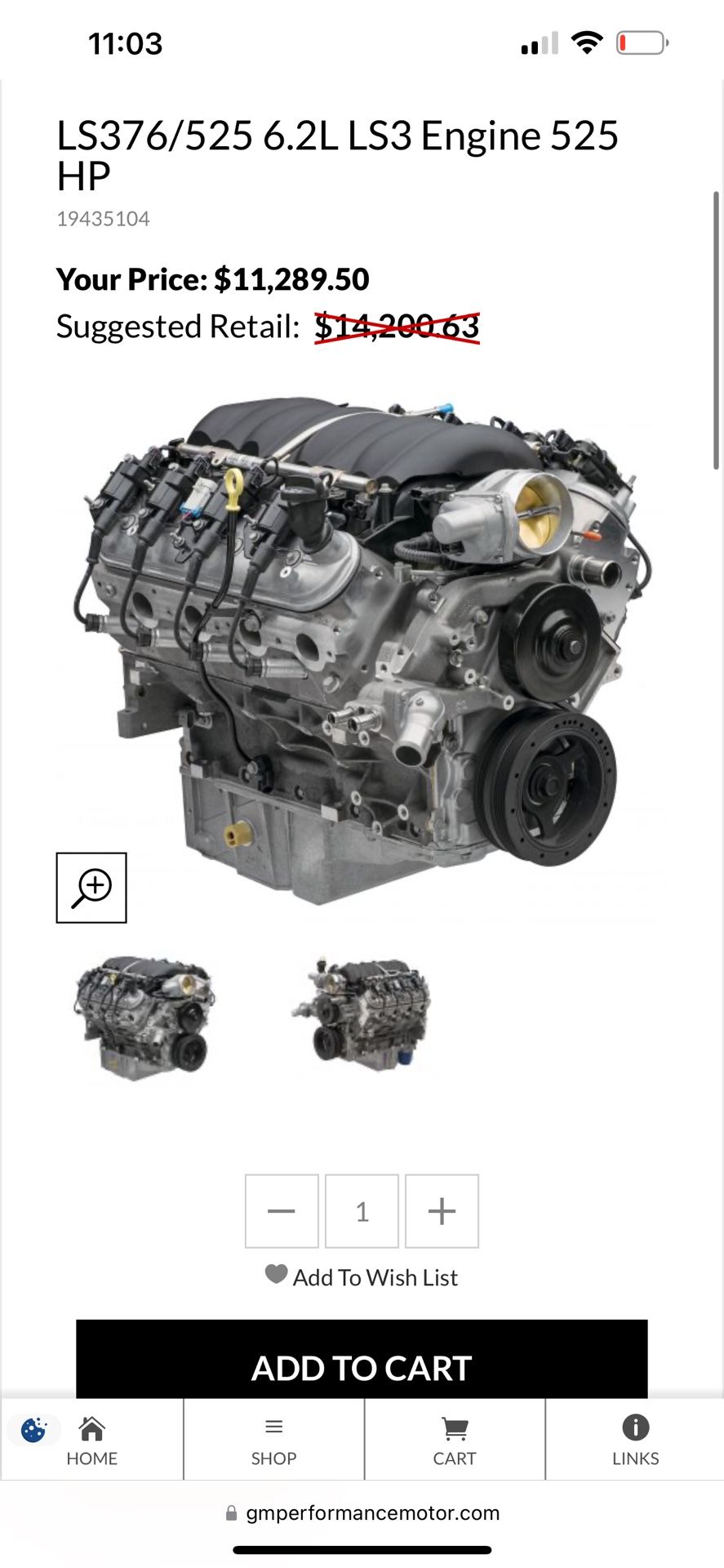 Chevy LS3 Crate Motor 525hp.