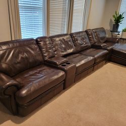 Haverty's Bentley 6 piece Brown Leather Reclining Couch Set