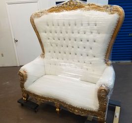 Throne Chair Double Gold And White Rent Only