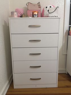 White tall 5 drawer dresser!