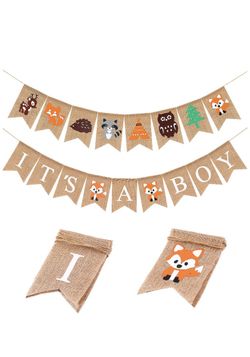 Woodland baby boy banner
