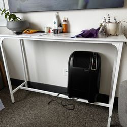 15.75"x55" White Table With Metal Frame