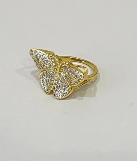 18kt Gold Plated Butterfly Ring Size 8
