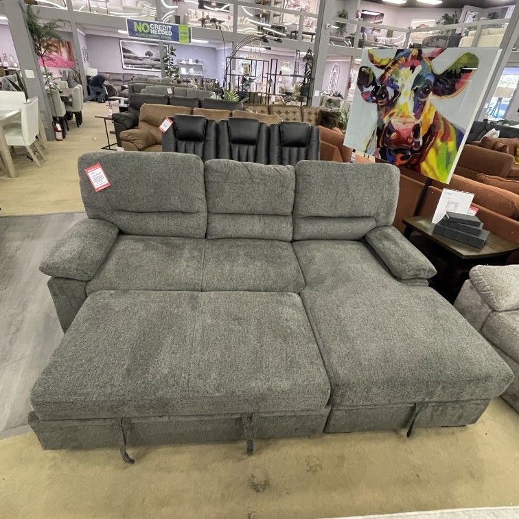 Jordan Charcoal 2pc L Shaped Sectional Sleeper w/ Storage