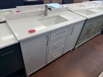 Bilston 48 in. Single Sink Freestanding Dove Gray Bath Vanity with White Engineered Stone Top