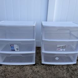 Two Sterilite 3-Drawer Organizer Cart / Rolling Containers with wheels