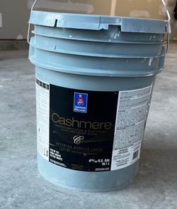 Opened full 5 gallons Interior Paint. Pure White Cashmere Midium lustre