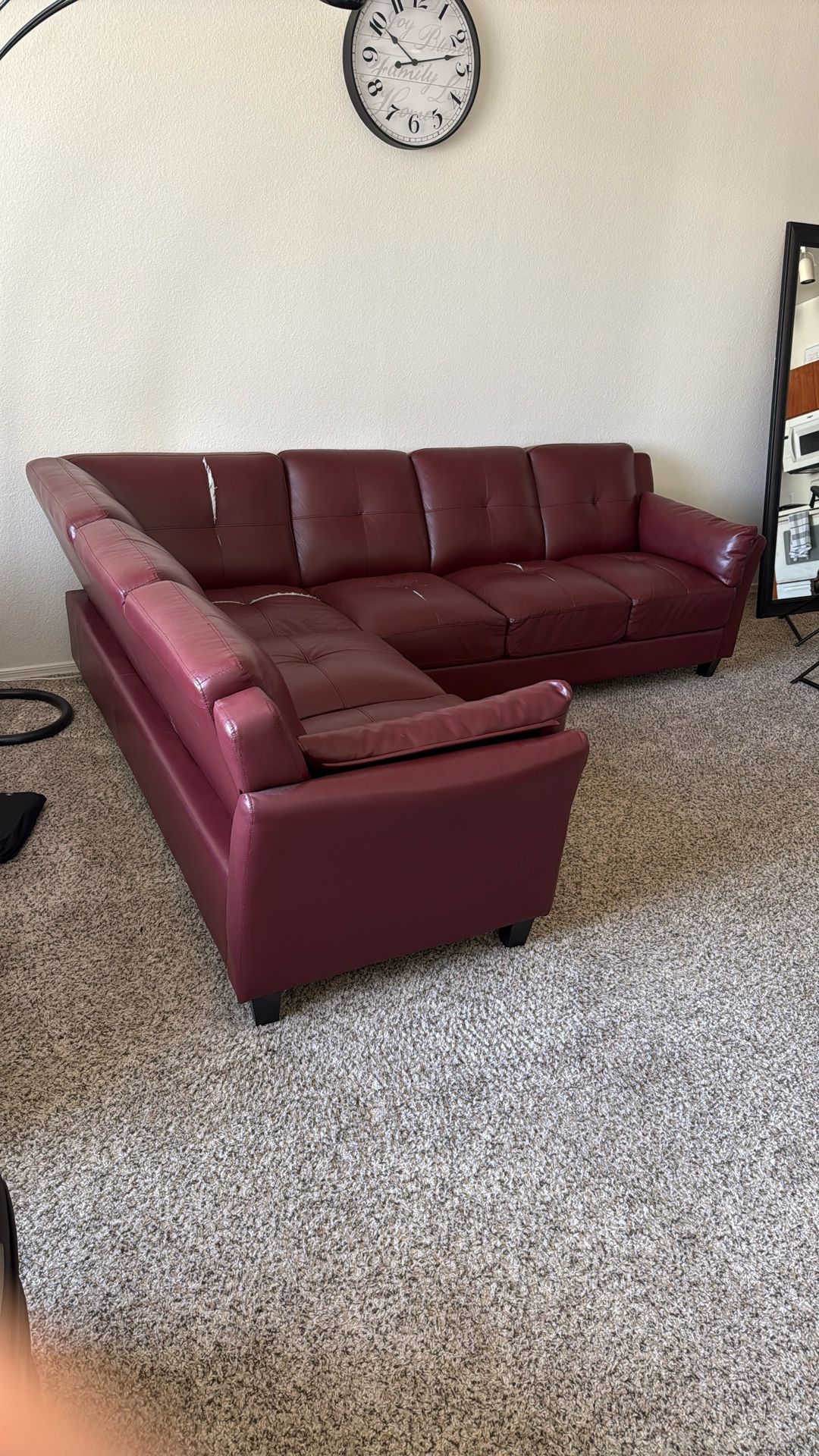 “CASH ONLY” Leather Sectional Couch With Bike