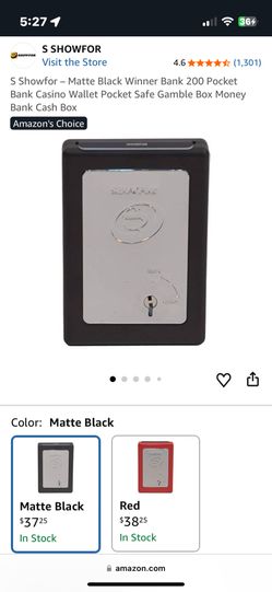 S Showfor – Matte Black Winner Bank 200 Pocket Bank Casino Wallet Pocket Safe Gamble Box Money Bank Cash Box