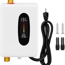 110V Tankless Water Heater Electric, Jflapil 3000W Tankless Electric Water Heater Instant, Under Sink Water Heater with Digital Display, On Demand Hot