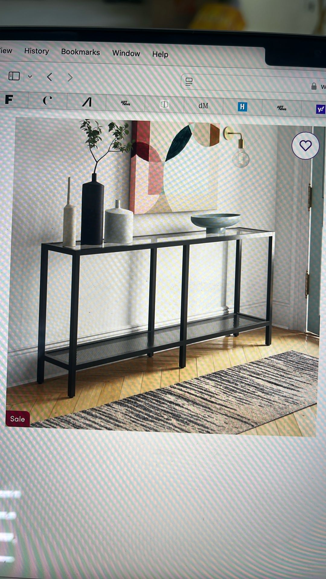 Glass Top Console table