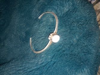 vintage sterling silver Bangle with opal stone  weighs 12.6 grams