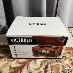 Victrola 6-in-1 Nostalgic Bluetooth Record Player with 3-Speed Turntable with CD and Cassette, Mahogany