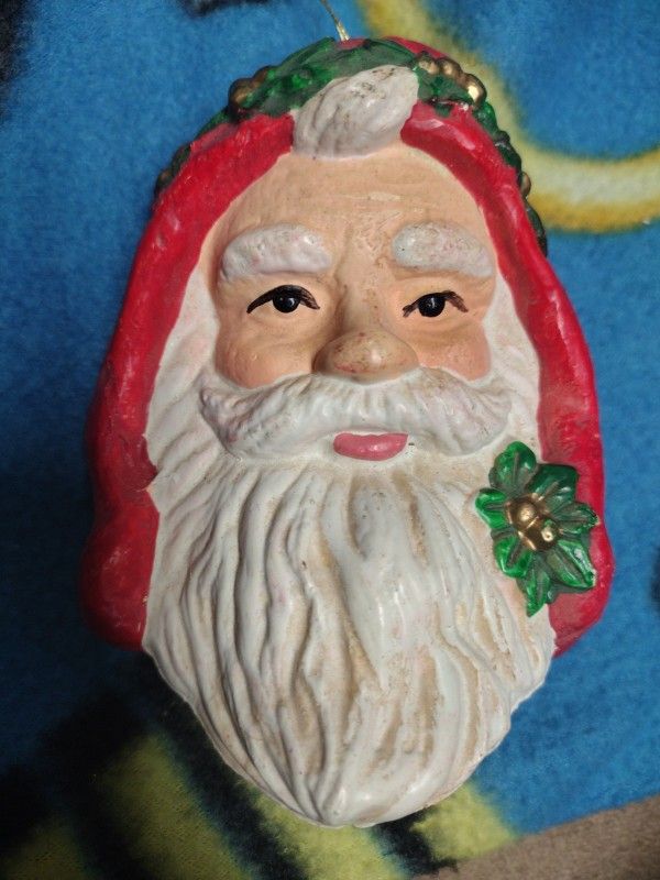 Vintage Santa Clause Ornament Shatter proof blow mold style St. Nicholas
