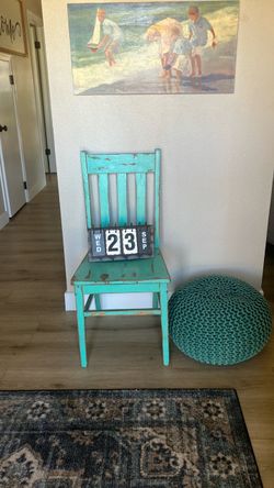 Shabby Chic Chair and Puff Ottoman