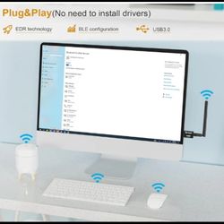 BLUETOOTH 5.4 USB ADAPTER FOR DESKTOP PC, 500ft LONG RANGE WIRELESS TRANSFER FOR HEADPHONES, KEYBOARD MOUSE COMPATIBLE WITH WINDOWS 11/10/8.1