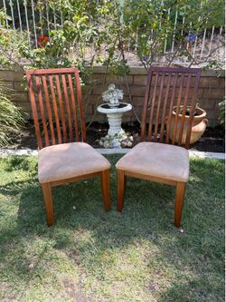 Pair of Slat-Back Wooden Dining Chairs