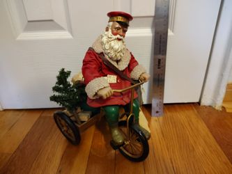 RARE Vintage Kurt Adler Fabriche Santa on Tricycle Mail Carrier Figurine Tagged
