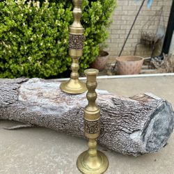 Large Vintage Brass Decorative Pillars - 25” Tall 5.4 pounds each