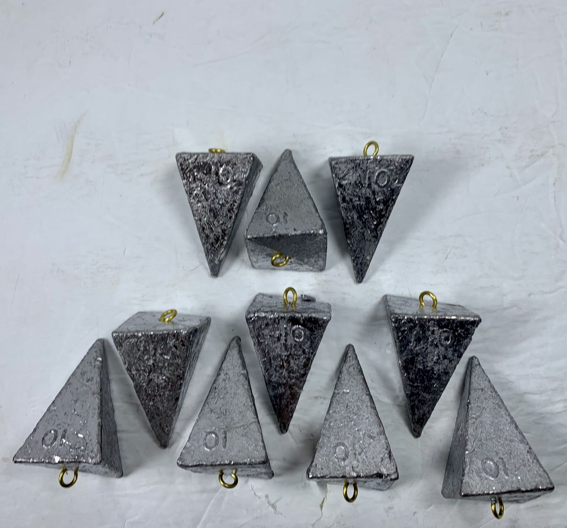 Lot of 10 - 10 oz Pyramid Lead Fishing Sinkers