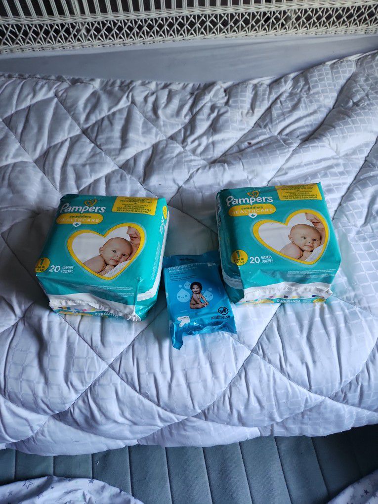 Pampers Diapers Size 1 W Wipes