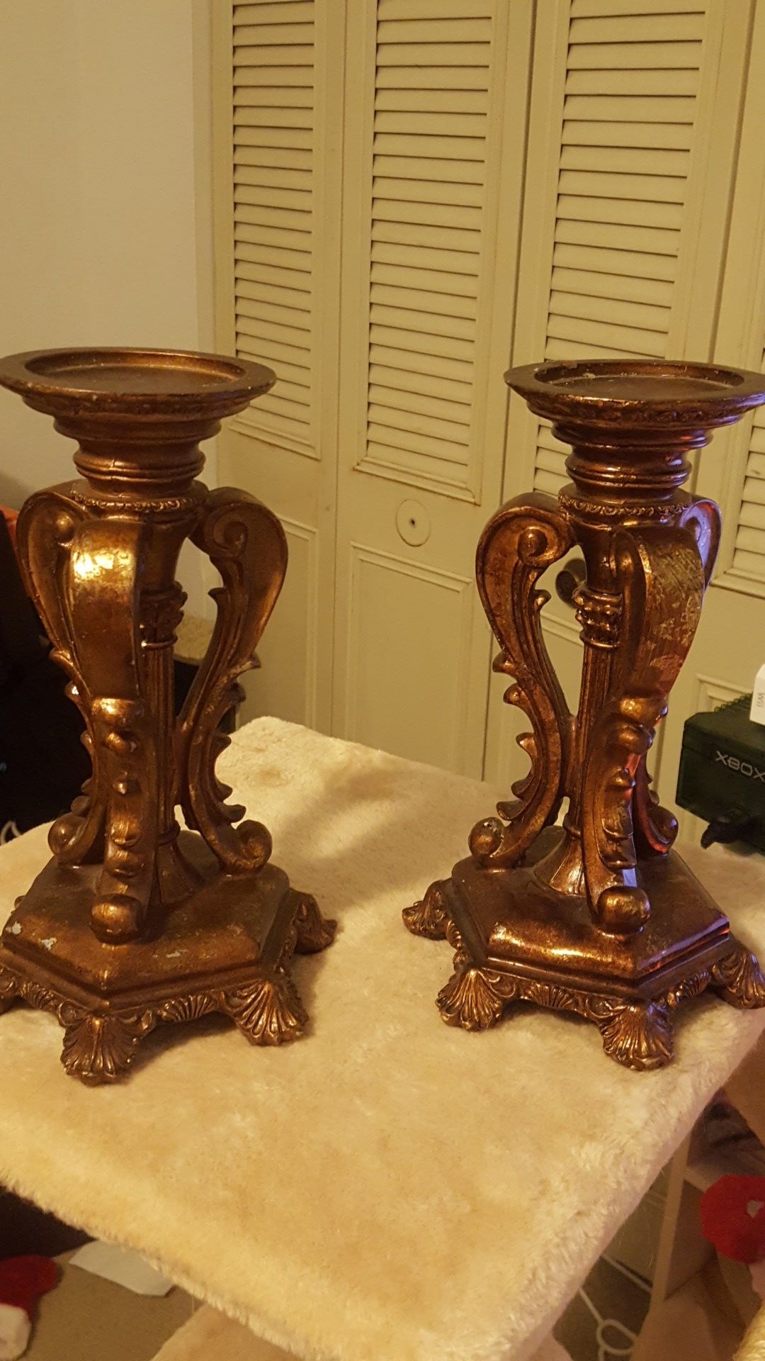 Candle Holders - Brown and Gold