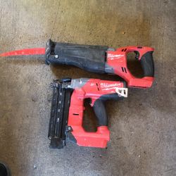 Milwaukee Fuel Saw Jaw + Bradnailer