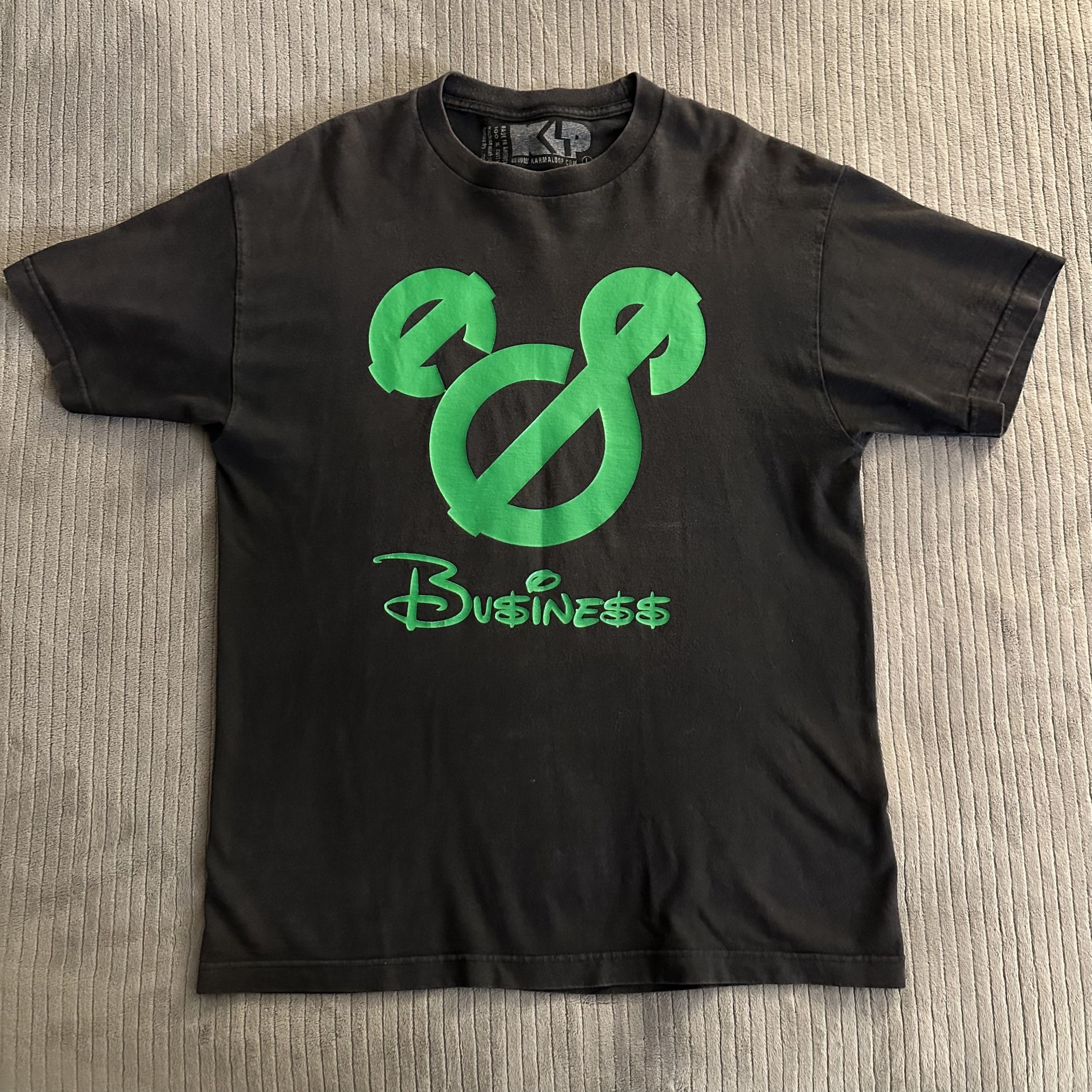 Karma Loop Green Disney Like Logo Black Business Shirt Size Large