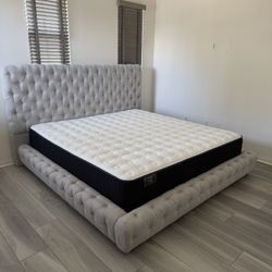 New In Box King Bed Frame With Mattress (Read Description Below)