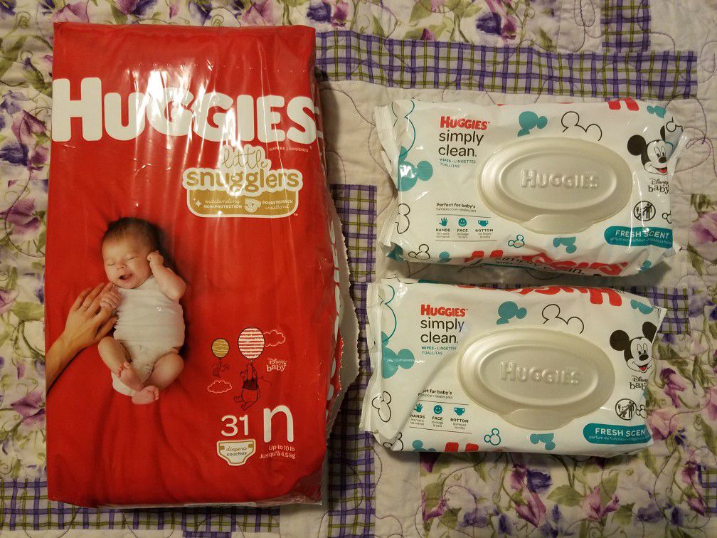 Huggies Little Snugglers Newborn Diapers & Simply Clean Wipes