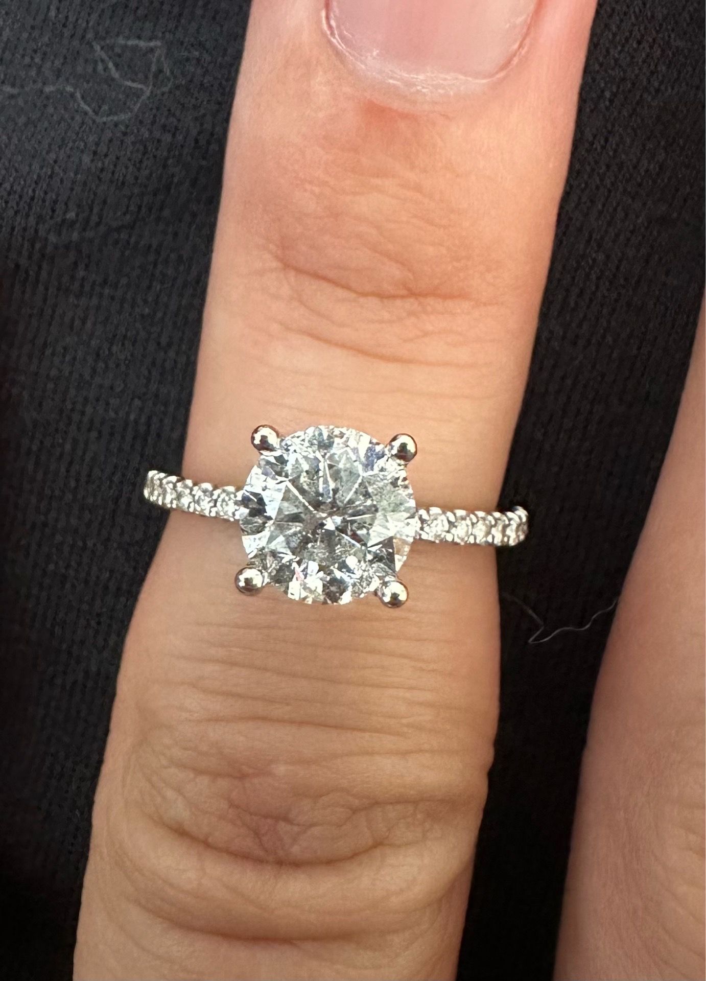 14k white gold Gabriel & Co 1.8 ct natural diamond engagement ring