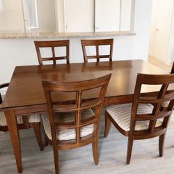 Cherrywood Table and 6 Chairs: 7-Piece Expandable Dining Set