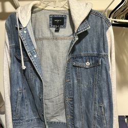 Forever 21 Men Jean Jacket Hoodie