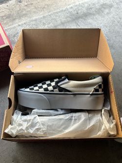 Vans checkered platform slip ons