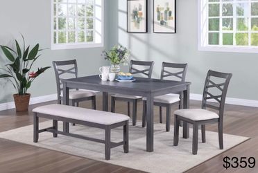 Dining table set with bench