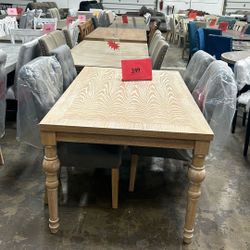 Amonia 5-piece Dining Set, Turned-Leg Dining Table with 4 Tufted Chairs