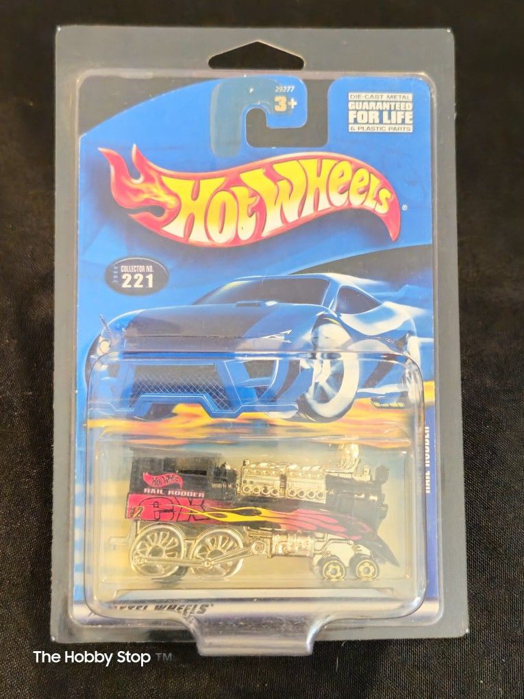 Hot Wheels 🔥 🛞 $10 Black Rail Rodder With Flames, Protective Display Case Included