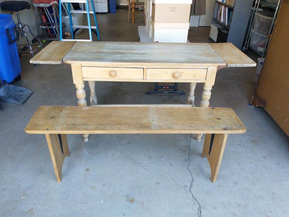 Antique Table And Bench